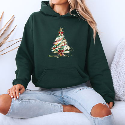 🌟 Golden Brush Christmas Tree 🎄  Luxuriously Thick Hoodie