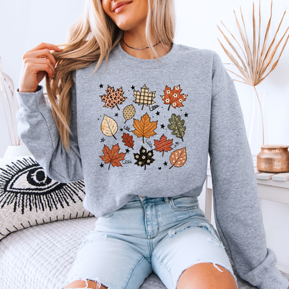 🍂✨ Whimsical Autumn Leaves Sweatshirt 🍁🤎🌿