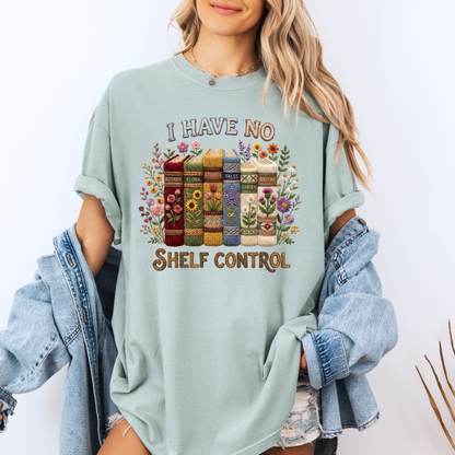 📚🌸 No Shelf Control Book Lover Floral 100% Organic Cotton T-Shirt