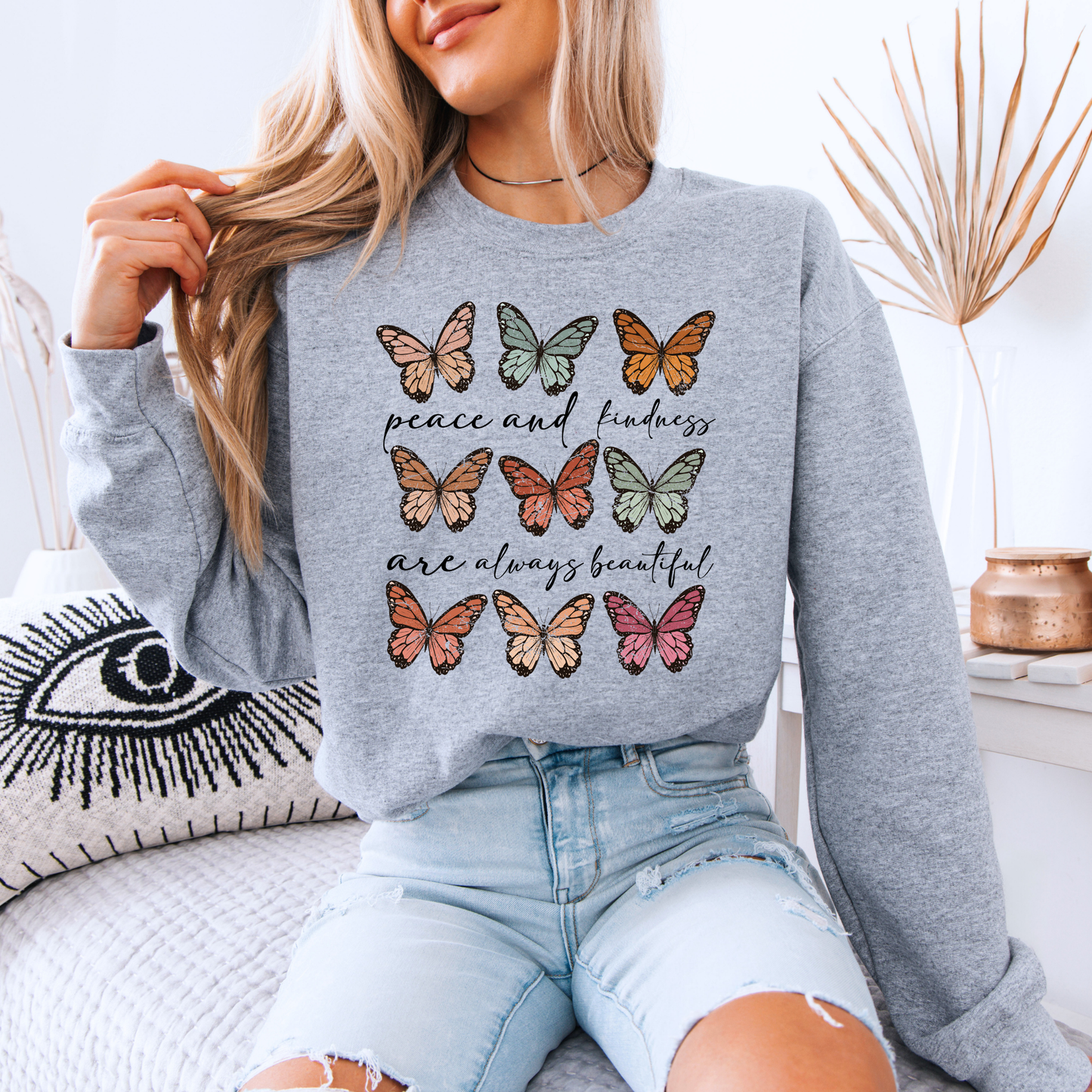 Peace & Kindness Butterfly Graphic Sweatshirt 🦋✨