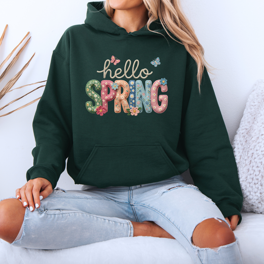 Hello Spring Floral Patch Hoodie 🌸🦋