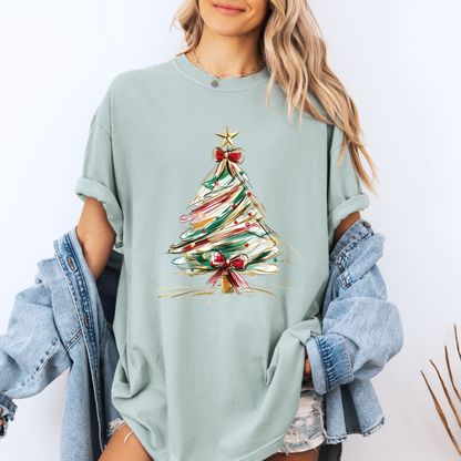 🌟🎄 Golden Brush Christmas Tree ✨ 100% Organic Cotton T-Shirt
