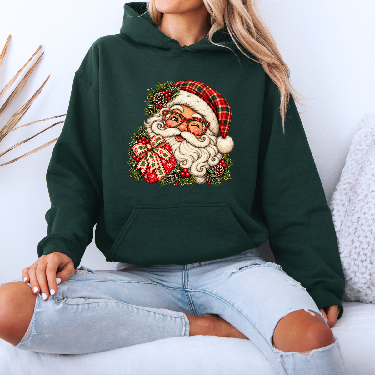 Santa's Merry Little Wink 🎅🎄  Premium Christmas Hoodie
