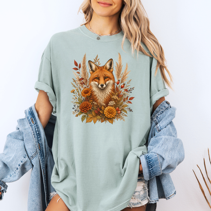 Autumn Fox and Wildflowers T-Shirt 🦊🍂