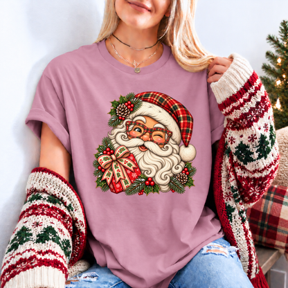 Santa's Merry Little Wink 🎅🎄✨ Organic Cotton Christmas T-Shirt