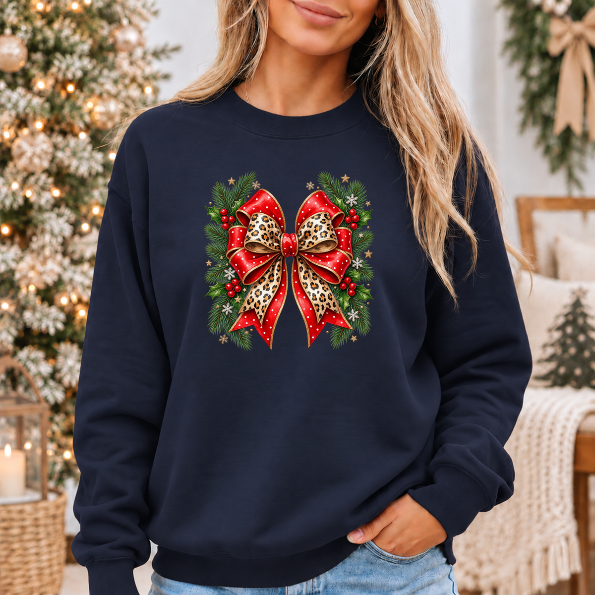 Wildly Merry Christmas Bow 🎀🎄✨  Cosy Christmas Sweatshirt