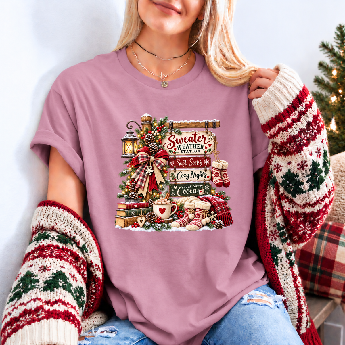 The Cosy Christmas Corner 🎄☕❤️ Organic Cotton Christmas T-Shirt