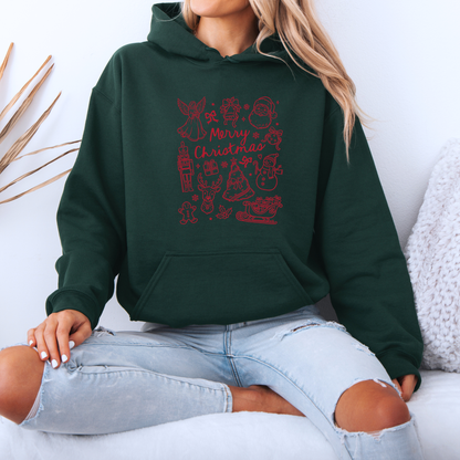 🎄 Christmas Doodles 🖊️ Luxuriously Thick Hoodie