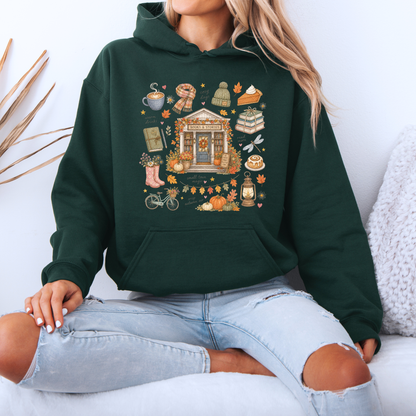 🍂📚 Autumn Bookshop  Premium Hoodie ☕✨