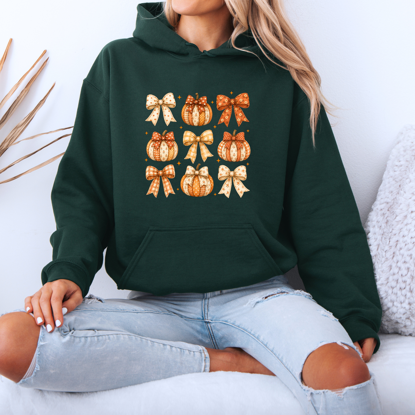 🎀🎃 Pumpkin Bows Autumn Hoodie 🍂✨