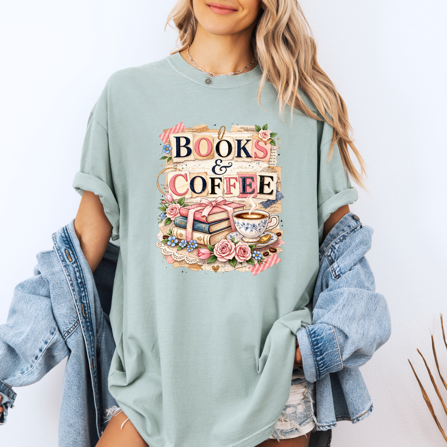 Books & Coffee Lover Graphic T-Shirt 🌸📖