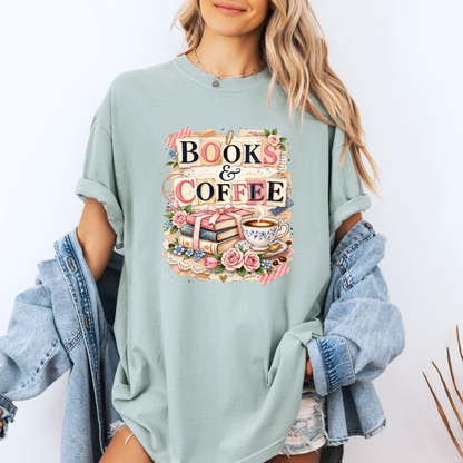 Books & Coffee Lover Graphic T-Shirt 🌸📖