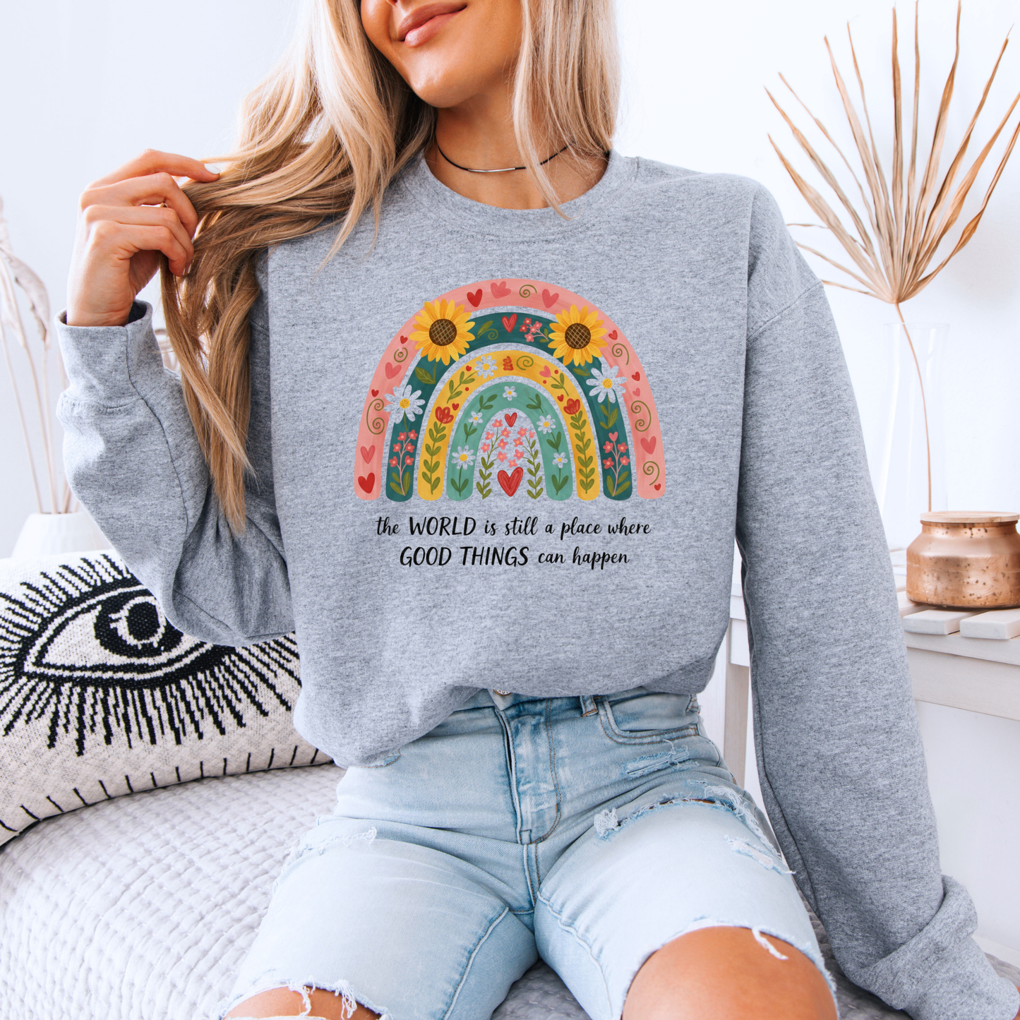 Floral Rainbow Sweatshirt 🌸🌈🌼💛