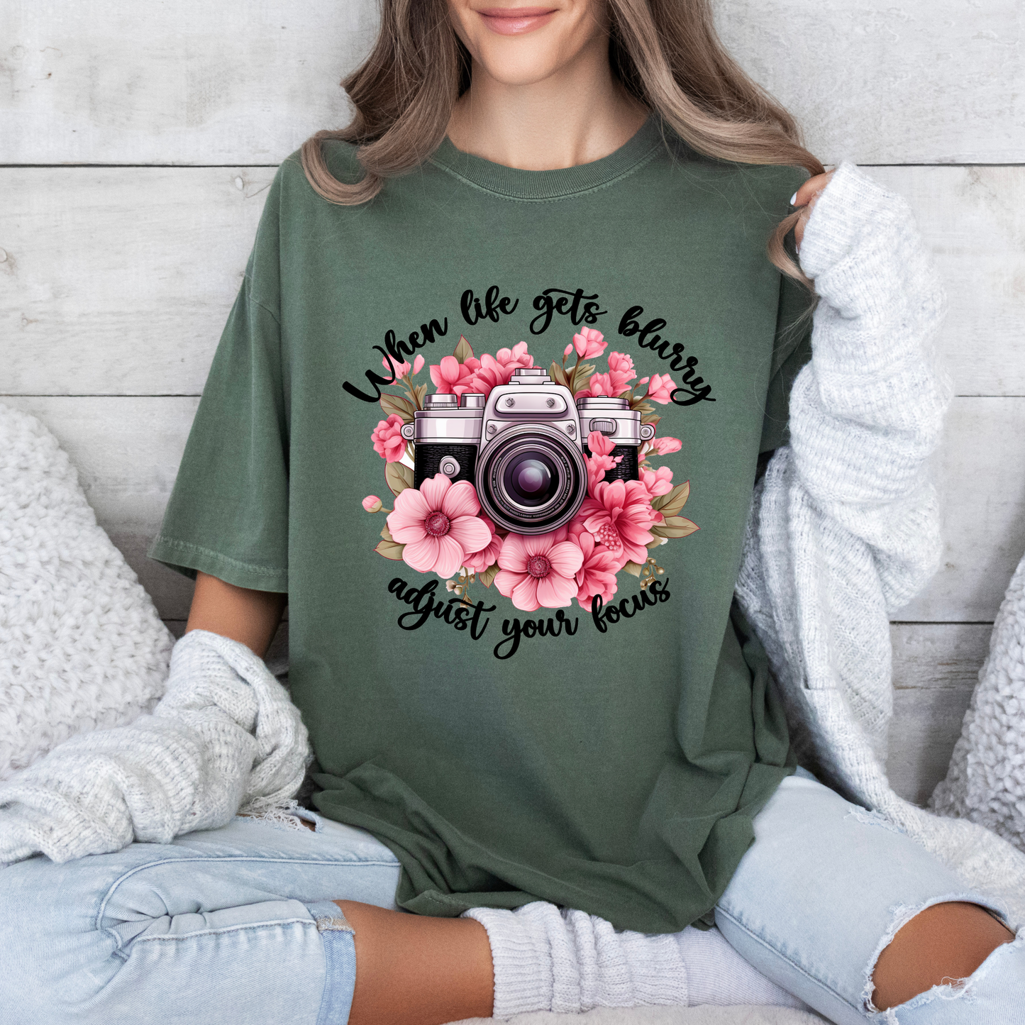 📸 Bloom & Focus Tee 🌸 | Inspirational Camera Quote Shirt