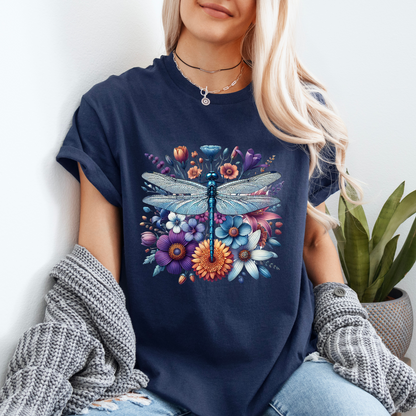 ✨Dragonfly Garden Magic🦋🌺✨ 
 T-shirt 100% Organic Cotton