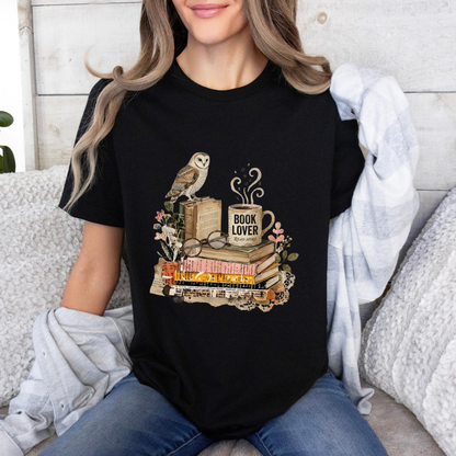 📚🦉Book Lover Vintage Owl t-shirt ☕