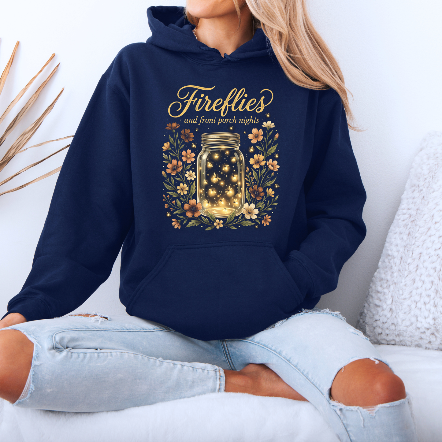 ✨🐞 Fireflies & Front Porch Nights Cozy Hoodie 🌙🌼💛