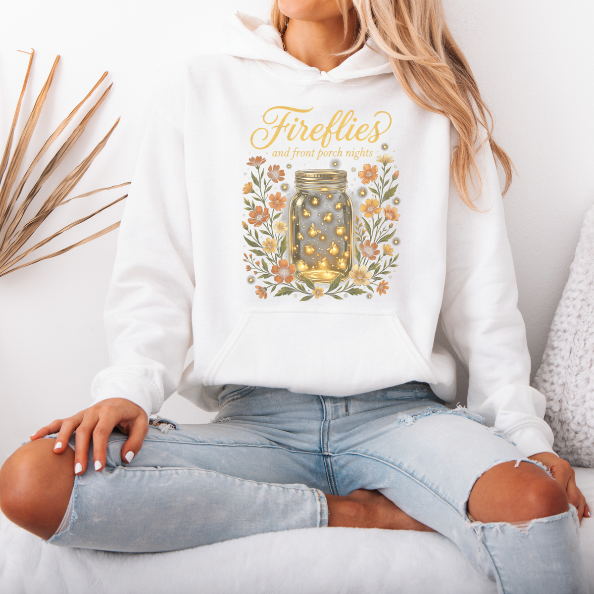 ✨🐞 Fireflies & Front Porch Nights Cozy Hoodie 🌙🌼💛