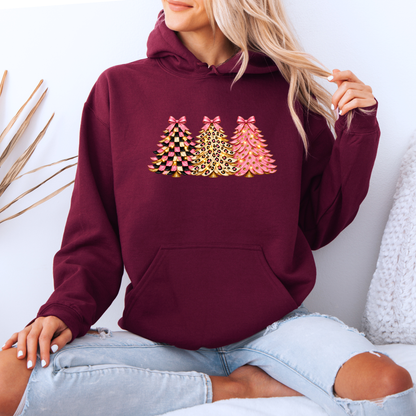 Pink, Wild & Bow-tiful Christmas Trees 🎀🎄  Premium Christmas Hoodie