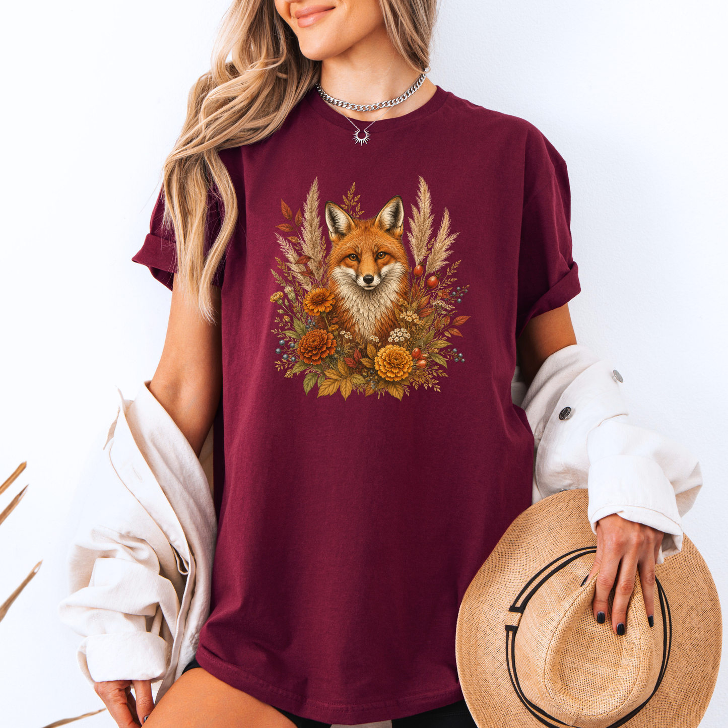 Autumn Fox and Wildflowers T-Shirt 🦊🍂