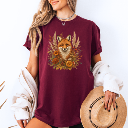 Autumn Fox and Wildflowers T-Shirt 🦊🍂