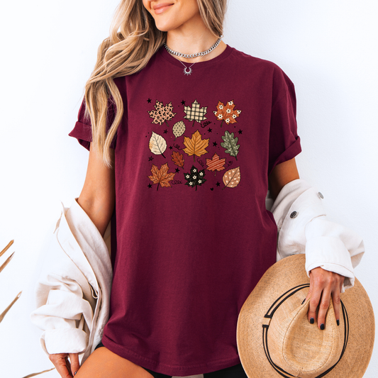 🍂✨ Whimsical Autumn Leaves T-Shirt 🍁🤎🌿