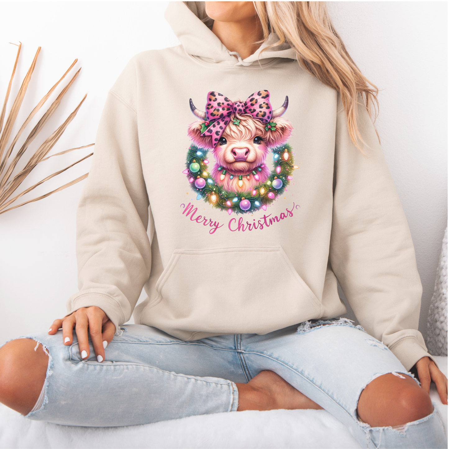 🎀🐮 Coquette Highland Cow 🐮🎀 Luxuriously Thick Hoodie