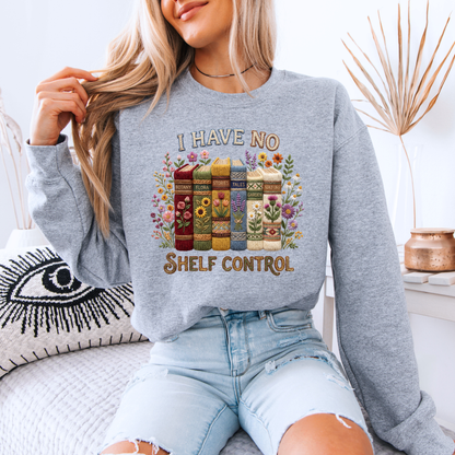 📚🌸 “No Shelf Control” Book Lover Floral Organic Cotton Sweatshirt✨
