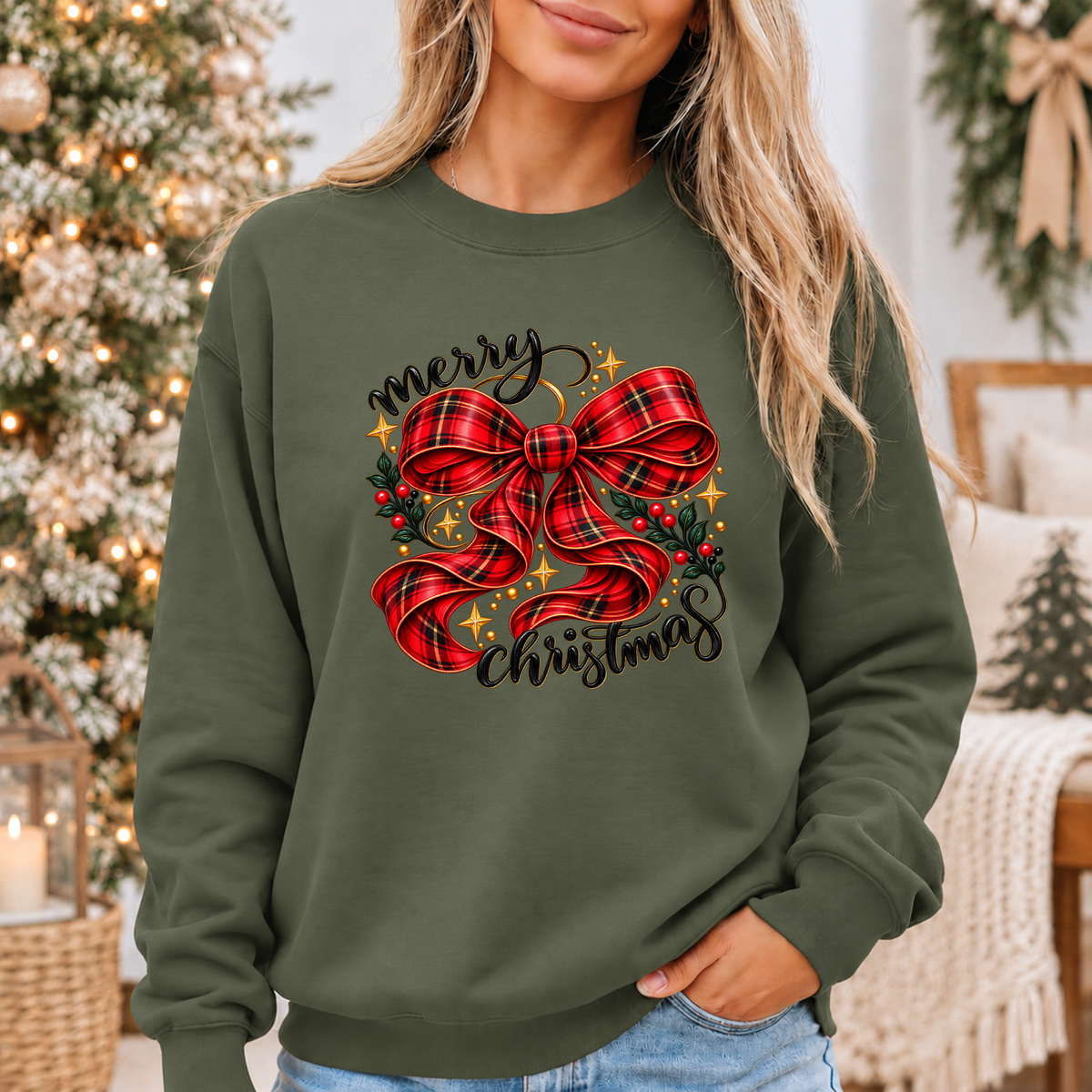 A Tartan Christmas Wish 🎀✨  Cosy Christmas Sweatshirt