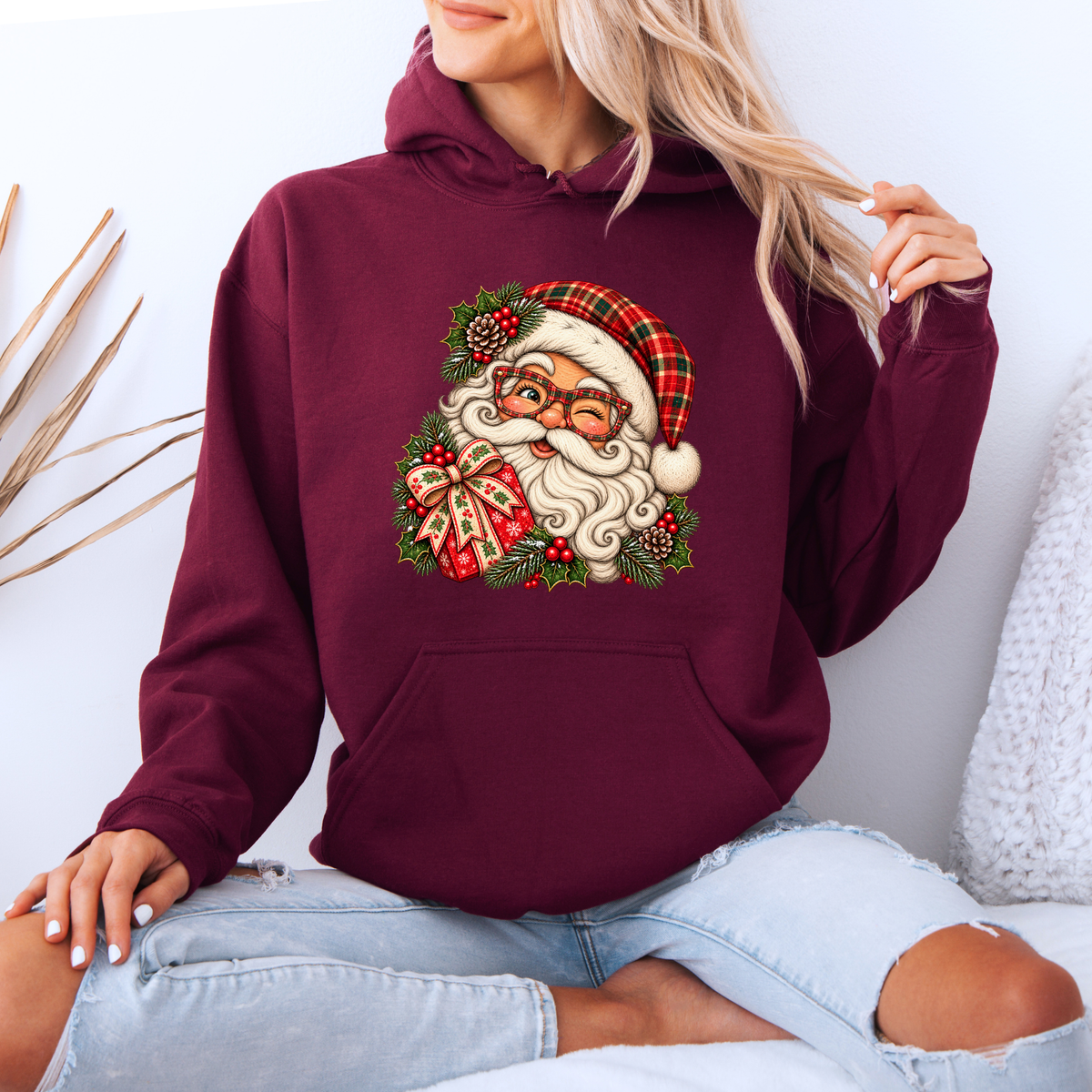 Santa's Merry Little Wink 🎅🎄  Premium Christmas Hoodie