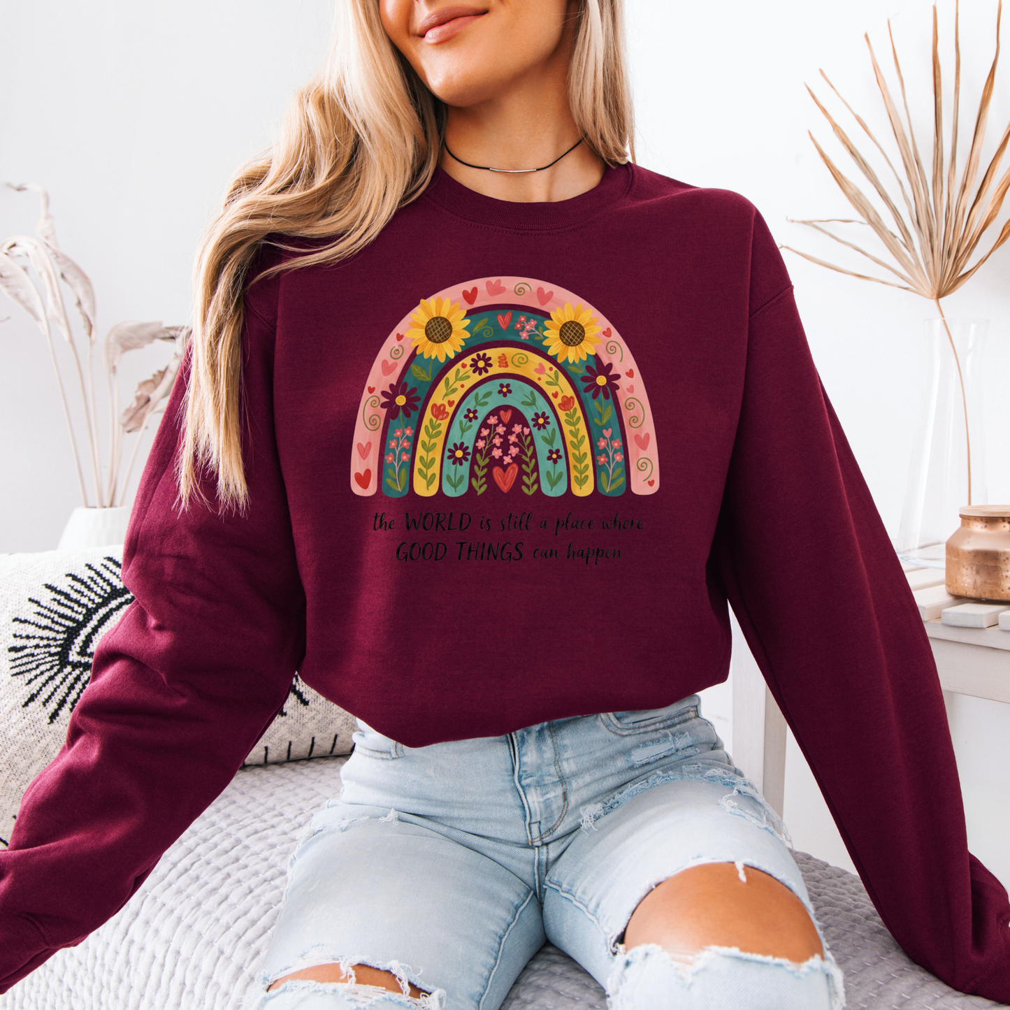 Floral Rainbow Sweatshirt 🌸🌈🌼💛