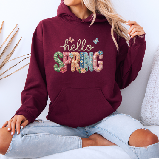 Hello Spring Floral Patch ✨Luxuriously Thick Hoodie✨ 🌸🦋