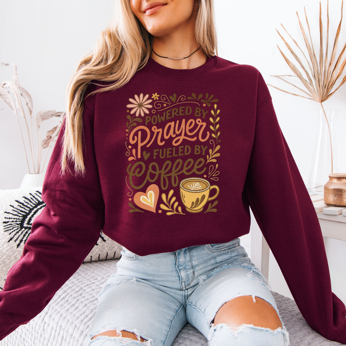Powered by Prayer Fueled by Coffee Sweatshirt ☕🙏💕