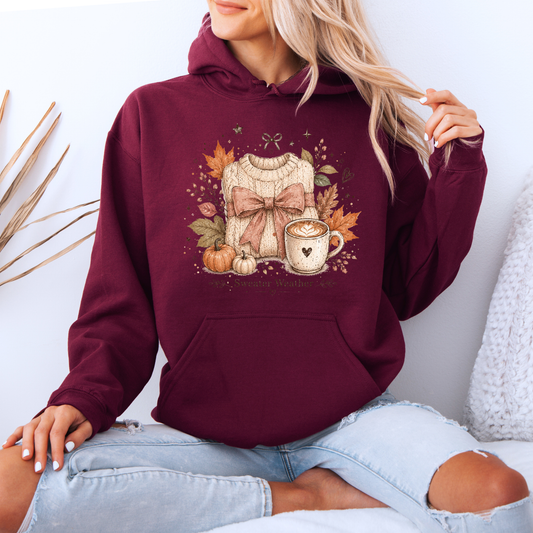 🍂🎀 Sweater Weather Bow Premium Hoodie 🧶✨