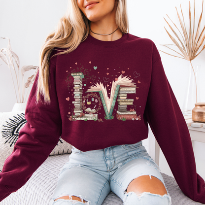 Book Lover “LOVE” Graphic Sweatshirt 📚❤️