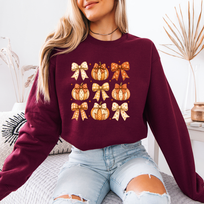 🎀🎃 Pumpkin Bows Autumn Sweatshirt 🍂✨