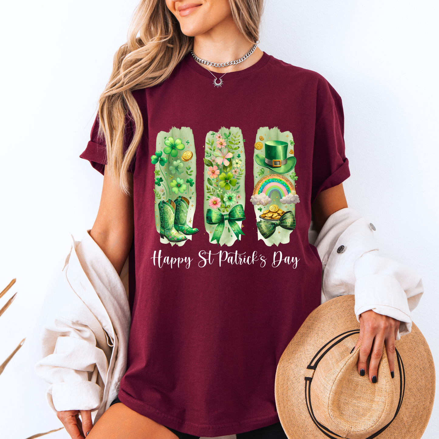Lucky & Blooming – St. Patrick’s Day Graphic T-shirt 🍀🌈✨