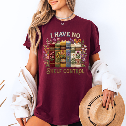 📚🌸 No Shelf Control Book Lover Floral 100% Organic Cotton T-Shirt