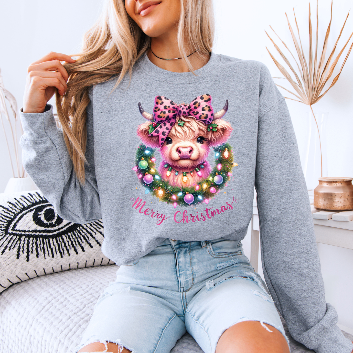 🎀🐮 Coquette Highland Cow 🐮🎀 Organic Cotton Sweatshirt