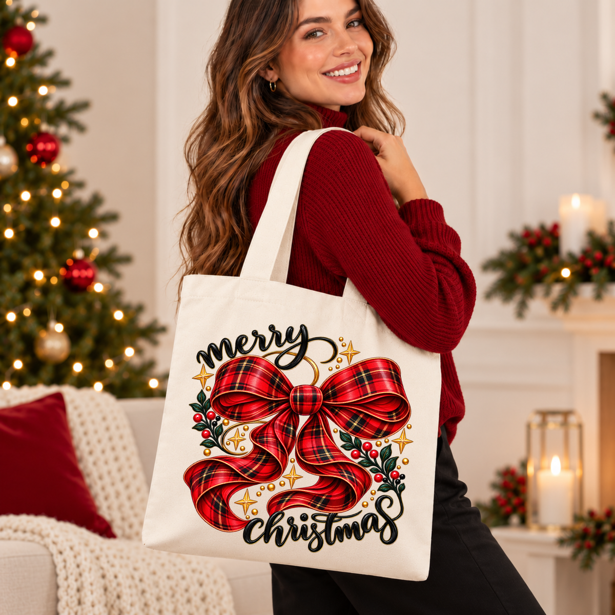 A Tartan Christmas Wish 🎀✨ Christmas Tote Bag