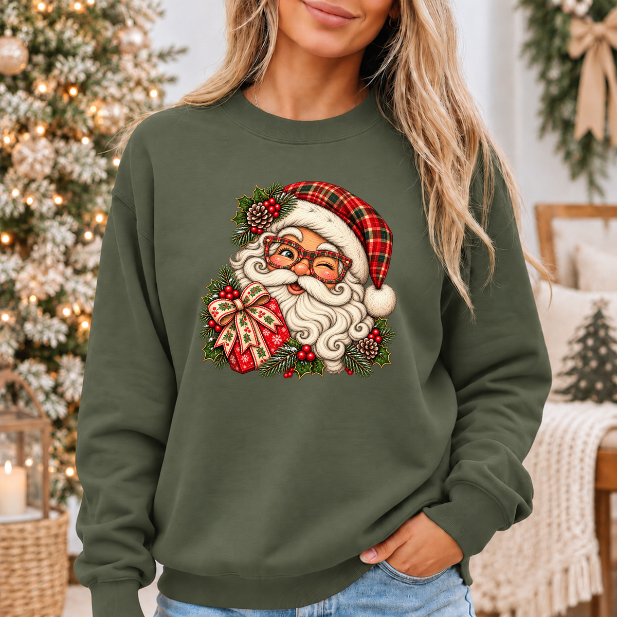 Santa's Merry Little Wink 🎅🎄✨ Cosy Christmas Sweatshirt
