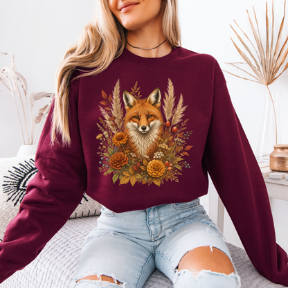 Autumn Fox and Wildflowers Sweatshirt 🦊🍂
