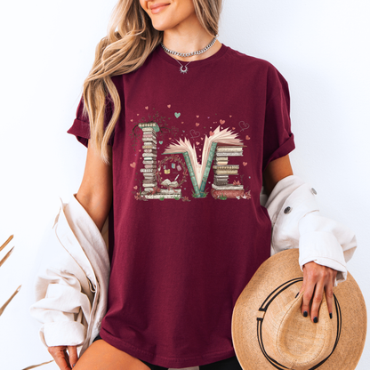 Literary Love Book Stack T-Shirt ✨