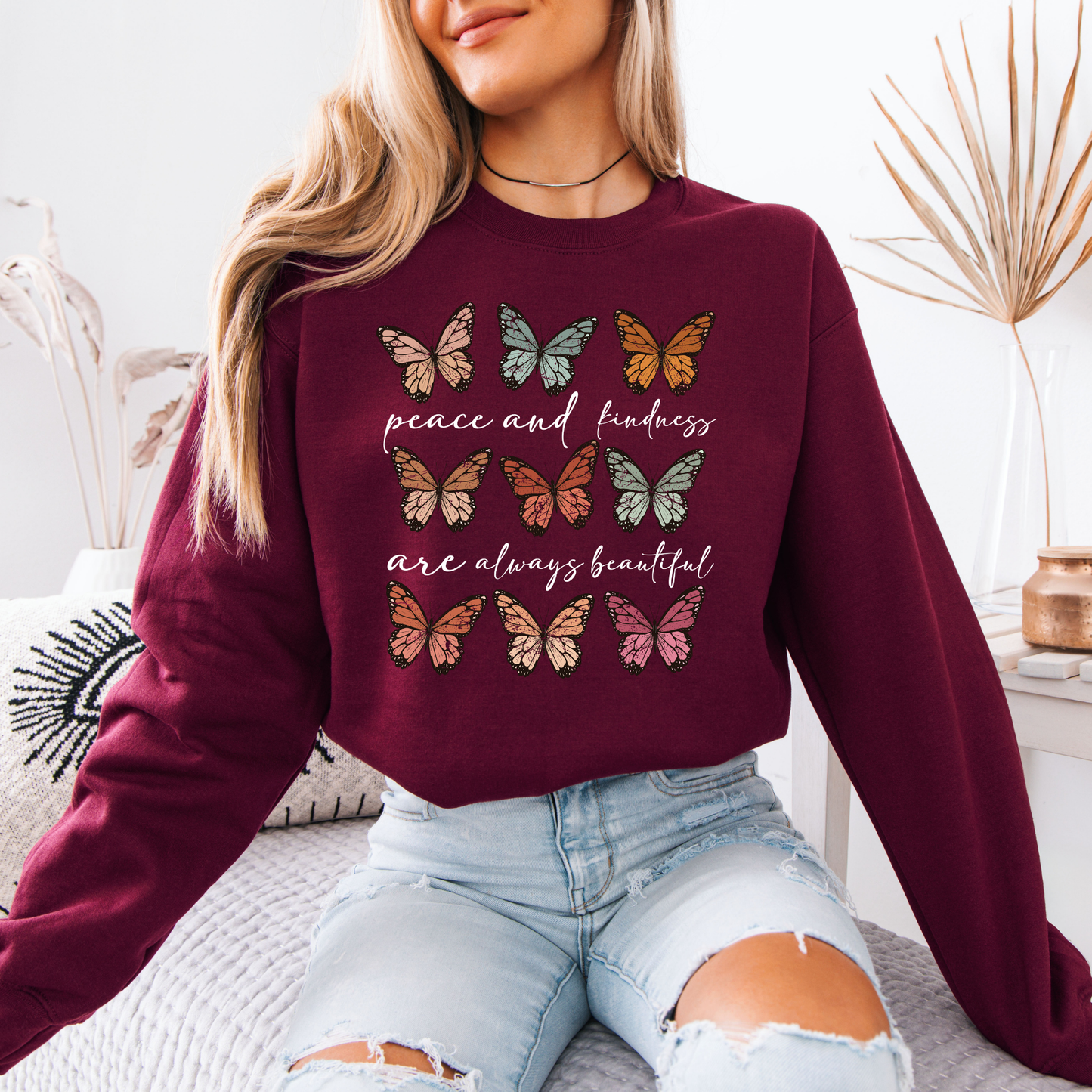 Peace & Kindness Butterfly Graphic Sweatshirt 🦋✨