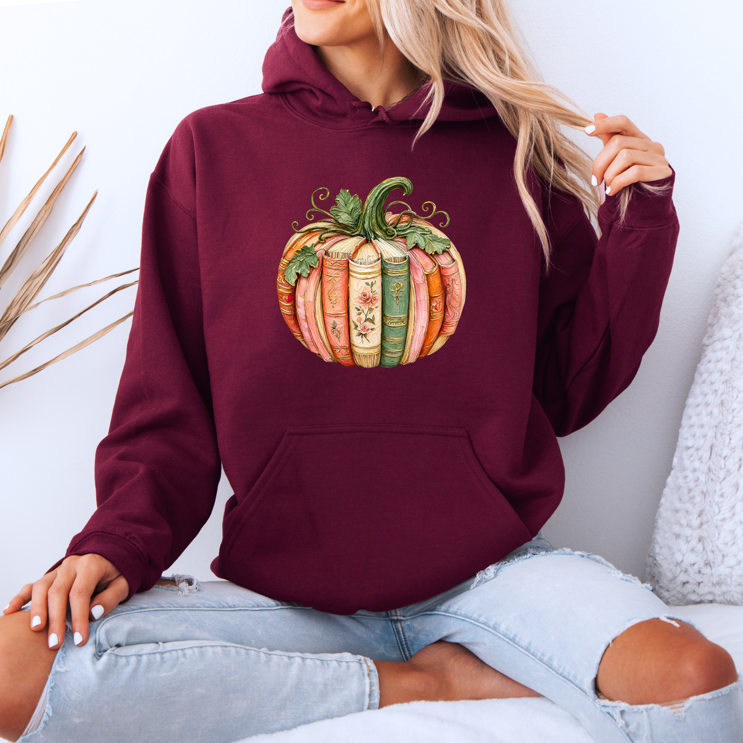 📚 Bookish Pumpkin Autumn Hoodie 🎃🌸