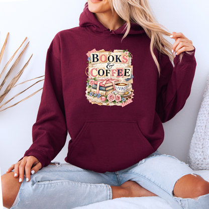 Books & Coffee Cozy Reader Hoodie 📚☕