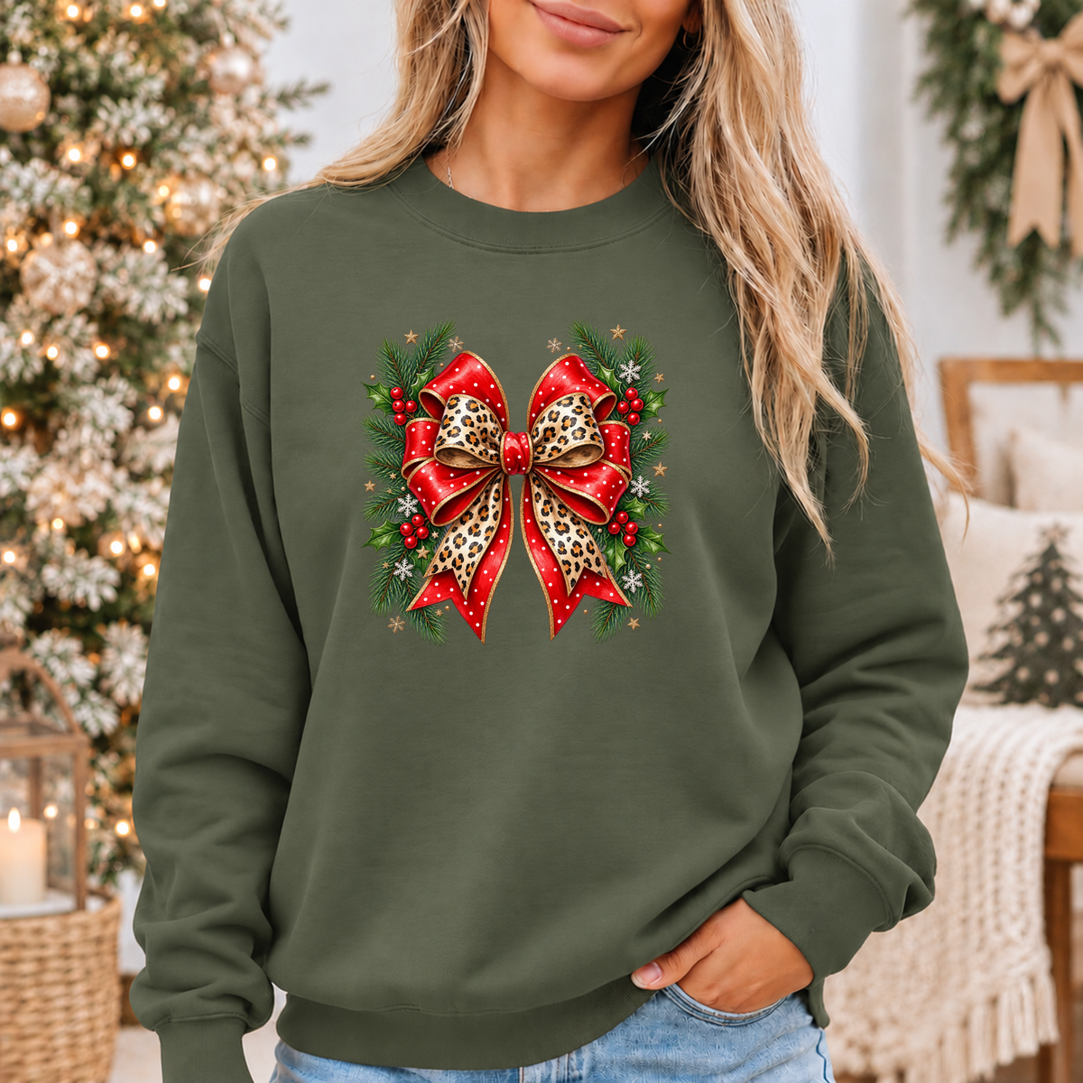Wildly Merry Christmas Bow 🎀🎄✨  Cosy Christmas Sweatshirt