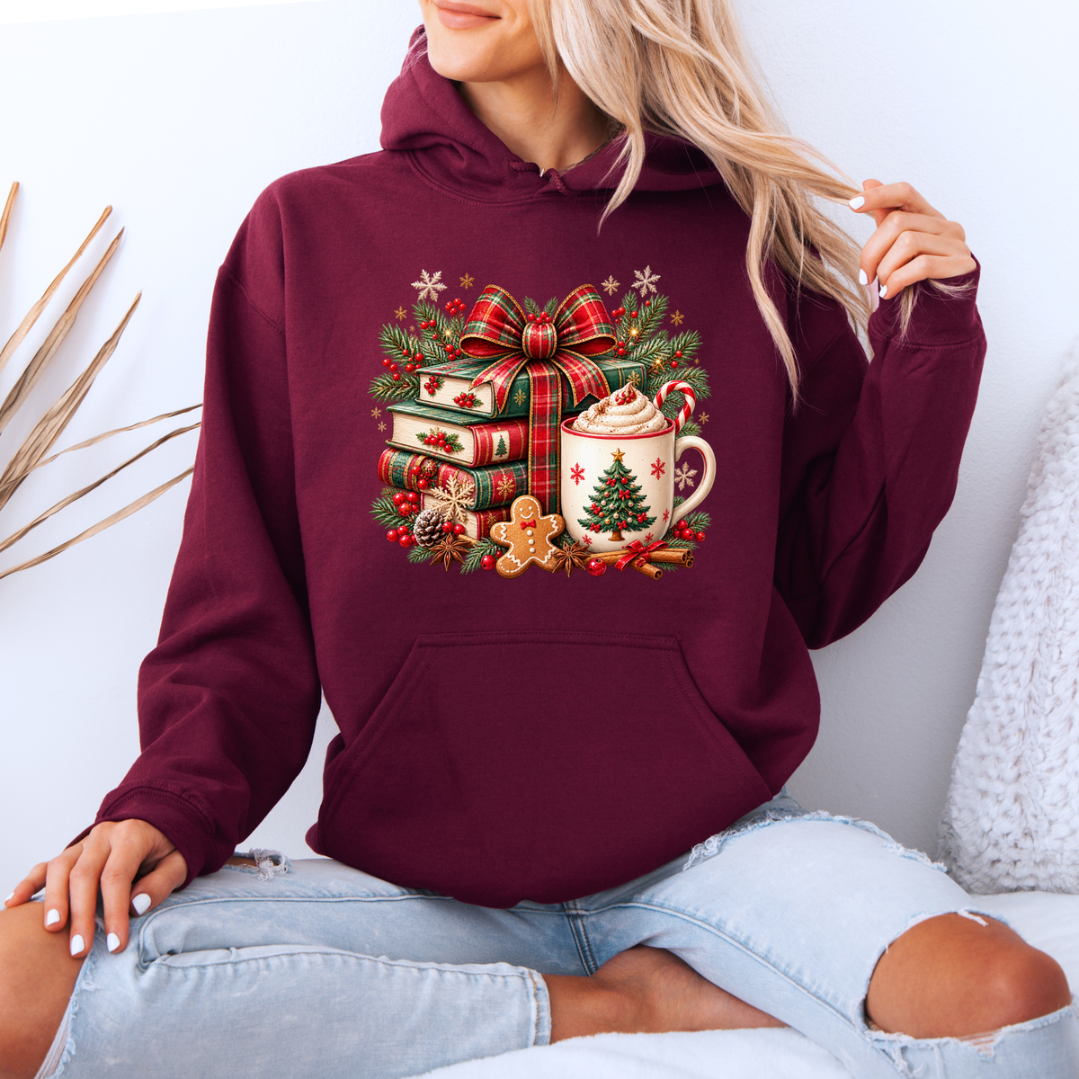 Festive Christmas Book Nook ✨🎅  Premium Christmas Hoodie
