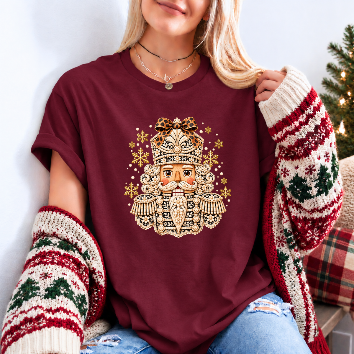 ✨ Golden Bloom Nutcracker❄️ Organic Cotton Christmas T-Shirt