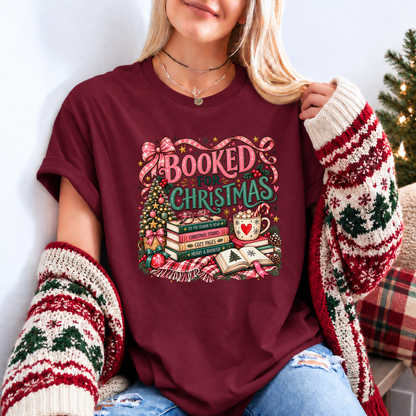 Booked for a Cosy Christmas 🎀📚🎄 Organic Cotton Christmas T-Shirt